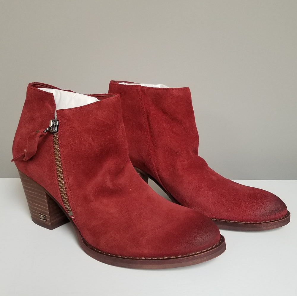 Sam Edelman Macon Rust Suede Booties NWT Size 6